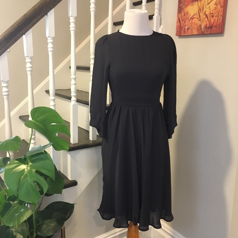 Zara Dark Navy Blue Silk Backless Midi Dress